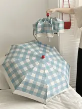 チェック柄折りたたみ日傘【UVカット・自動開閉・晴雨兼用】