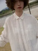ホワイトウォッシュリネンオーバーサイズシャツ【ユニセックス・リネン素材】