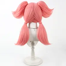分体双馬尾のコスプレウィッグ【ピンク・リアルスカルプ風】