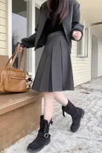 グレーのプリーツスカート【ハイウエスト・Aライン・春用・レディース】（セットアップ対応）