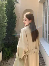 カジュアルなロングカーディガン【春秋用・ゆったりシルエット・カーキ色】（セットアップ対応）