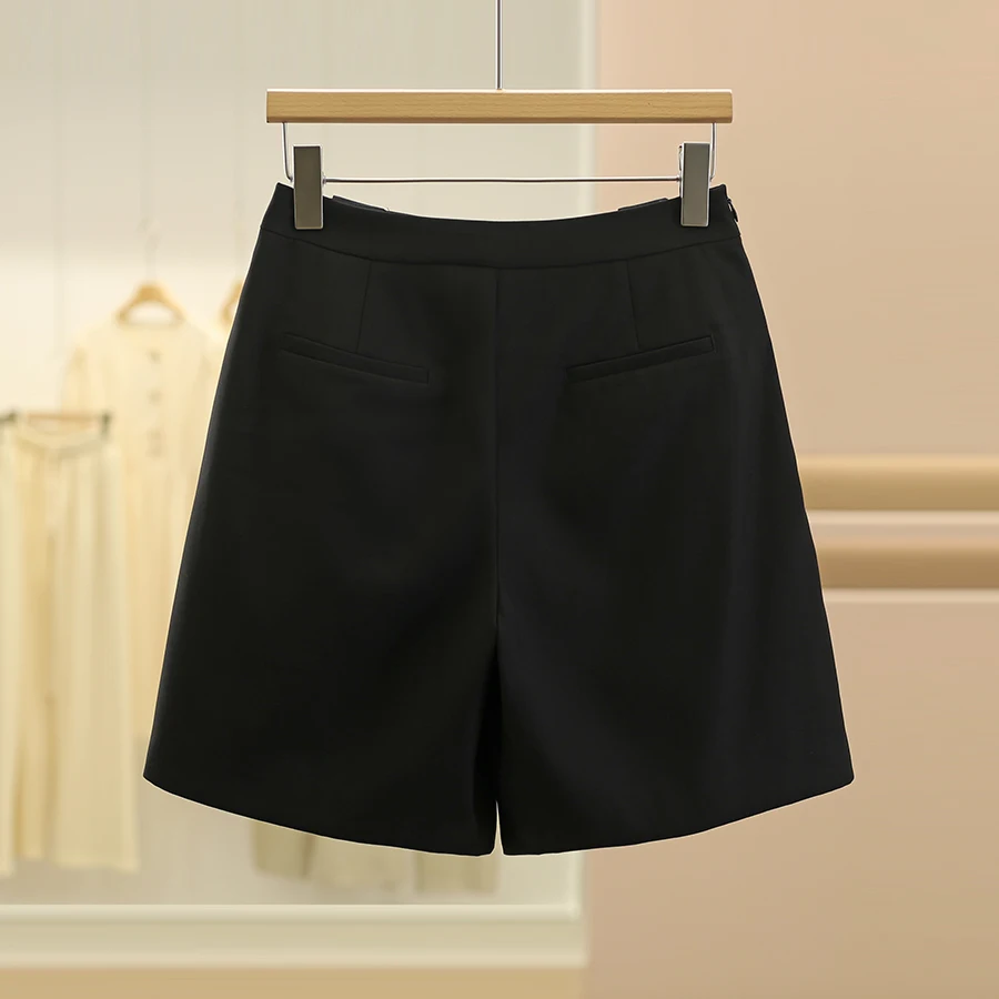 韓国風ハイウエストワイドレッグパンツ：短パンとしての実用性とスタイルのバランス