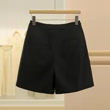韓国風ハイウエストワイドレッグパンツ【フィット・スリム効果・ショートパンツ】