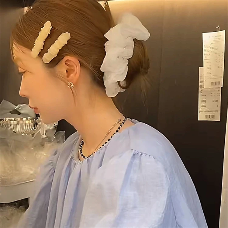 ピンをを使ったヘアアレンジ：オーガンジー素材のひざしクリップで簡単かつ安定したスタイルを実現