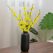 黒色陶器製花瓶【モダンスタイル・インテリア装飾・ドライフラワー用】