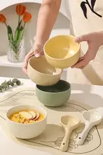 可愛い陶器製 ライスボウル【家庭用・チェック柄・サラダ・フルーツ・スープ用】