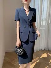 短袖女性用スーツ【夏用・薄手・高級感あるデザイン】（セットアップ対応）