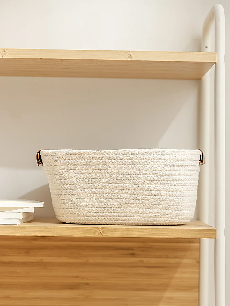 コットン編み収納バスケット：化粧品やおもちゃを整理するための家庭用収納解決策