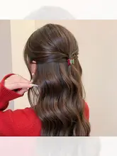 フロッキー仕上げのチェリー小型ヘアクリップ【プリンセススタイル・サイドクリップ・ルーズハーフアップ 】