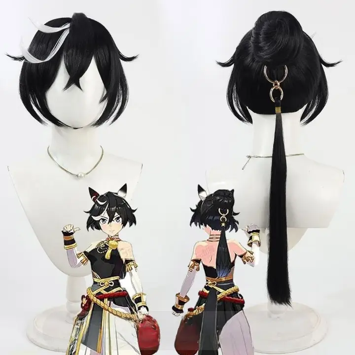 競馬娘コスプレ用ウィッグ【黒色・葛城アイドルスタイル】