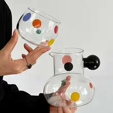 ガラス ドット 茶ポット フルーツポット 耐熱カップ コーヒーカップ 個性的 素材