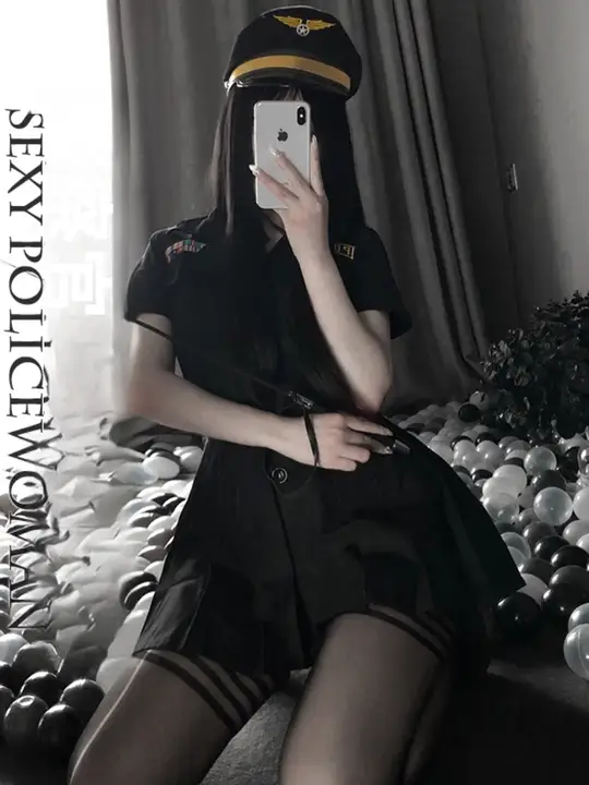 スリムフィットワークウェア【ブラック・女性用・空港スタッフ・セクシー制服】（セットアップ対応）