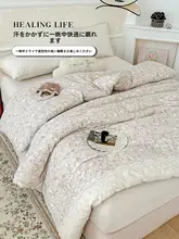 リネン風フレンチスタイルレトロレース冬用布団【春秋用・学生寮向け・暖かさアップ】