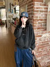 ブルーのヴィンテージフード付きスウェットシャツ【ユニセックス・カジュアルデザイン】