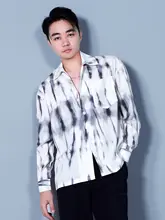 国風デザインの男性用ラテンダンスシャツ【練習・舞台用】