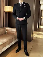 メンズ ダブルブレストスーツセット【ビジネス・カジュアル・結婚式用・高級3点セット】