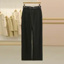 高ウエストのゆったりとした美脚スーツカジュアルパンツ【大人向け・ファッション性・冬用】（セットアップ対応）