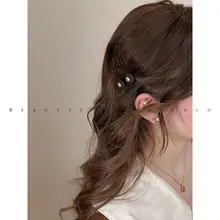 ヘアクリップ 前髪 サイド パッチン留め シンプル エレガント ゴールドビーズ 上品 デイリー 「FUNCOCO」