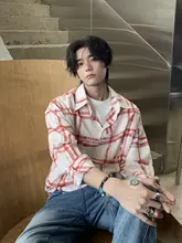 チェック柄シャツ【メンズ・春秋用・カジュアル・薄手・高級感】（セットアップ対応）