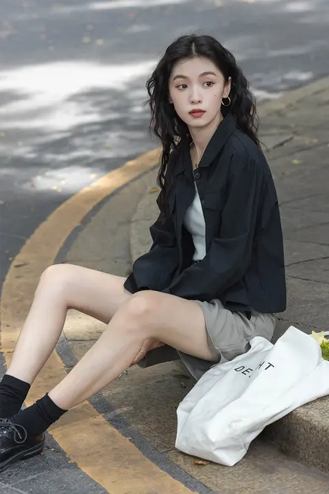 黒のワークシャツジャケット【春秋用・ショート丈・女性用・通勤に最適】