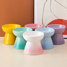 高脚デザインの猫犬用陶器食器【安心設計・倒れにくい・水用・フード用】
