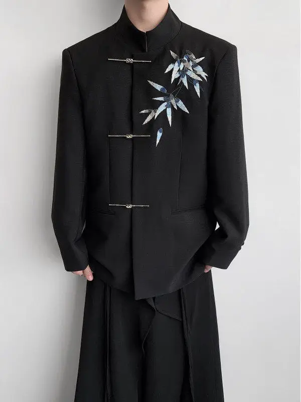 お正月男性用服装：中式刺繍の竹葉デザインジャケットの実用性と選定ガイド