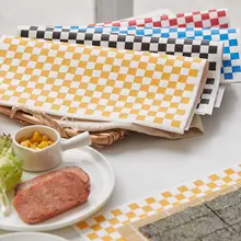 レトロチェックのハンバーガー包装紙【油を防ぐ・ベーキング用】