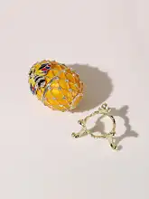 ロシア風 エナメル彩の小さな蜜蜂ジュエリーボックス【インテリア飾り・かわいいギフト】