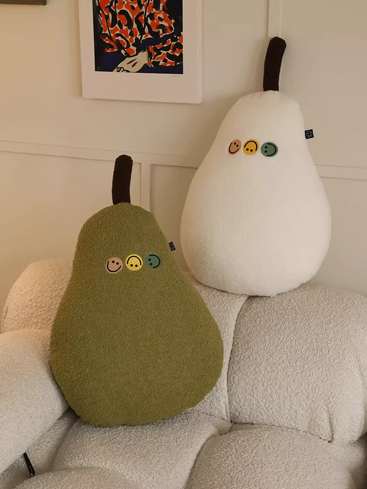クッション 抱き枕 洋梨型 モコモコ ぬいぐるみ風 キュート カップル ソファー ベッド 背もたれ 昼寝 女性 プレゼント ギフト