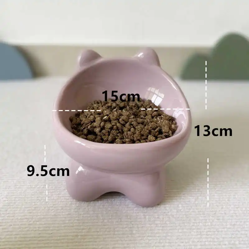 猫用陶器食器：斜口大口径高脚设计，兼顾实用性与安全性