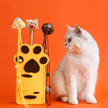 猫キャラクターおもちゃ【クリスピークッキー形・毛糸ボール付き・インタラクティブトレーニング用】