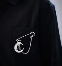 オリジナルハンドメイド月のブローチ【合金製・ダークアンダーグラウンド】
