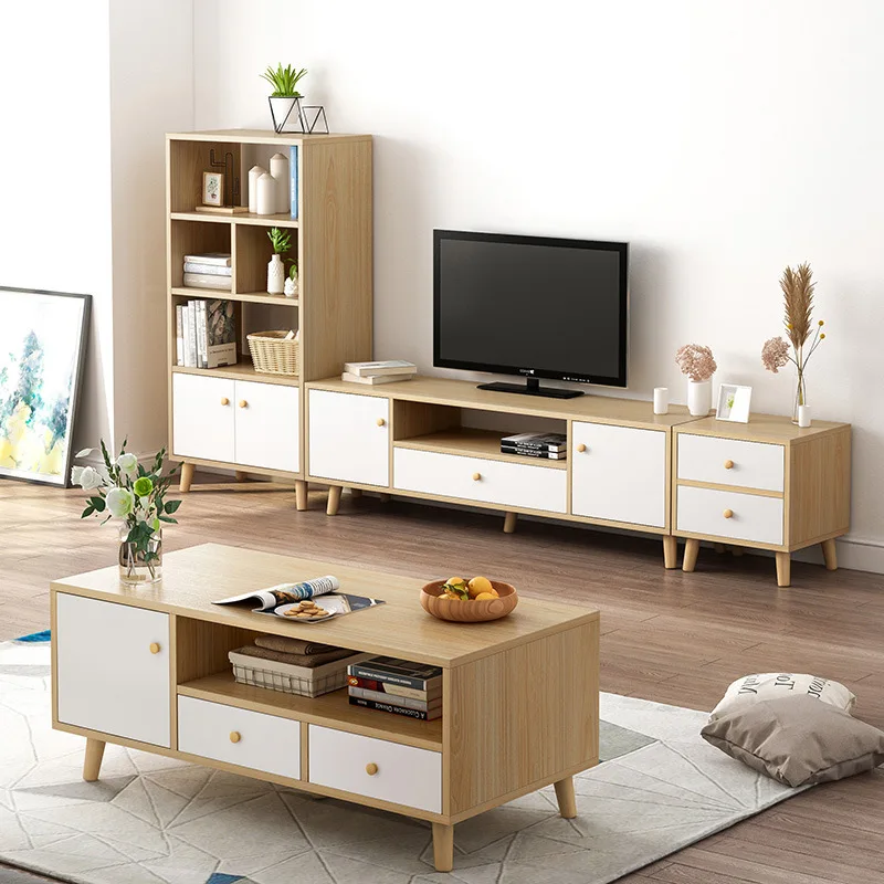 北欧スタイルのリビング用テレビキャビネットとコーヒーテーブル【シンプルモダン・天然木製】（セットアップ対応） インテリア買い物リストの中心的存在