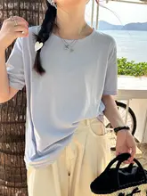 リネン混ショートスリーブTシャツ【夏用・ホワイト・ゆったりデザイン】