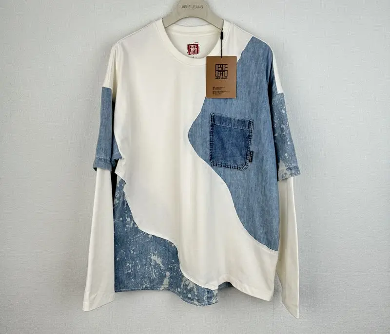 ABLE JEANS ユニセックス デニム デザイン 長袖Tシャツ：青春流行スタイルの実用性と季節適応性を解説