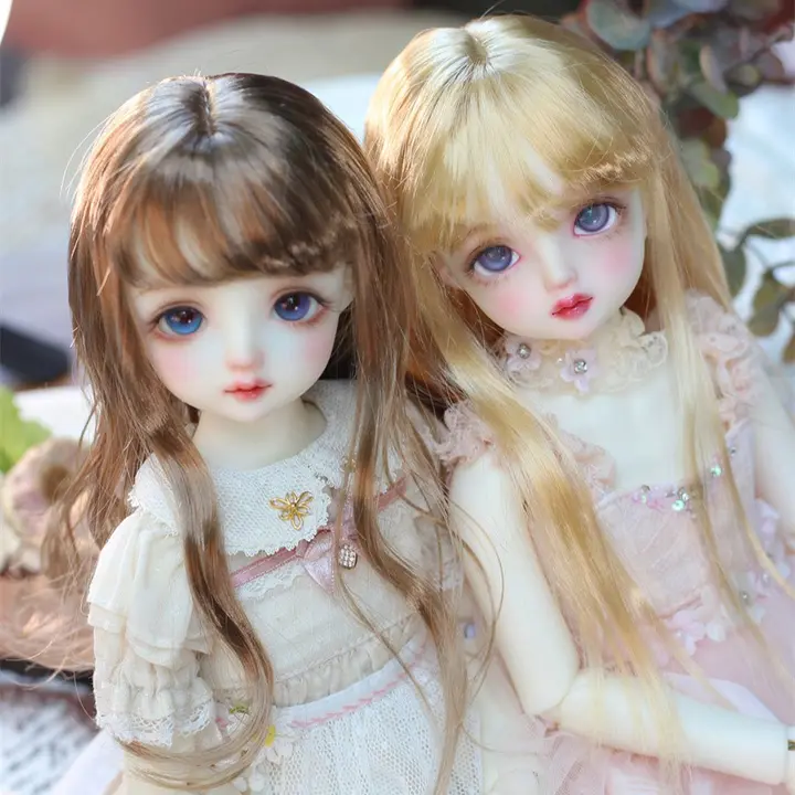 多色のBJDドールウィッグ【中長髪・ミルクシルク素材】（セットアップ対応）