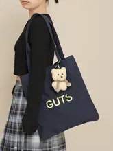 カラフルな文字デザインのシンプルなキャンバストートバッグ【大容量・通勤・デート用・女性向け】