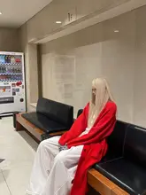 Rase le sol クルミ色 ロングニットカーディガン【デザイン・レッド】