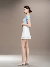高腰デザインの白いプリーツミニスカート【夏用・防走光・女性用】（セットアップ対応）
