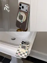 スマホケース ヴィンテージ ラインストーン ラメ加工 ミラー付き マグネット式 リングスタンド付き