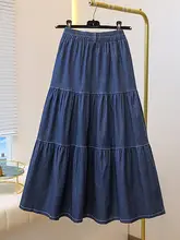 春にぴったりの軽やかなデニムスカート【高ウエスト・ゆったりデザイン・ミディ丈】