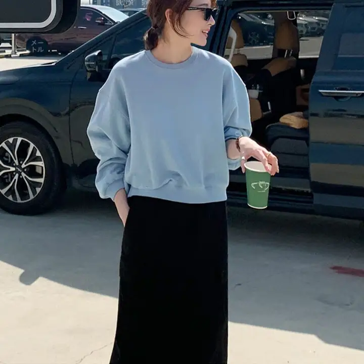 秋冬用 薄手長袖カジュアルプルオーバー【ラウンドネック・ゆったりシルエット・女性用】