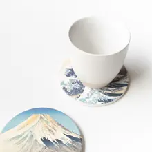 富士山デザイン 陶器製吸水コースター【水切れ良好・防熱機能付き】