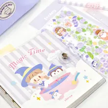 かわいいカートゥーンデザインのスクエアリングノート【コラージュ用・手帳・活用自由】