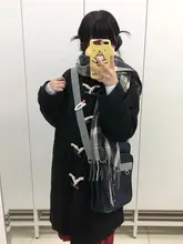 厚手の牛角ボタン付き中長丈コート【ダブルフェイス・冬用・カジュアル】
