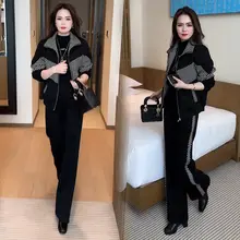 冬用 加厚フリースセットアップ レディース【スタイリッシュ・スリムフィ  ット・ジャケットとワイドパンツの2点セット】