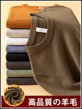 シンプルデザインのメンズクルーネックニットセーター【長袖・秋冬用】（セットアップ対応）