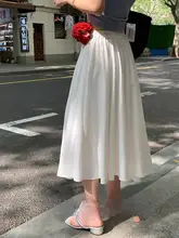 不規則なドレープ感のあるフレアスカート【夏用・Aライン・ホワイト】