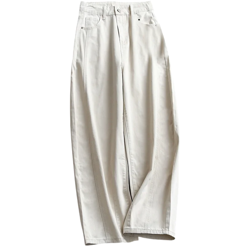 高腰デザインのコットン製バナナパンツ【体型カバー・ワイドレッグ・カジュアル】