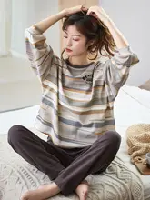 春秋用コットン長袖パジャマ【カートゥーンデザイン・可愛い・外出可】（セットアップ対応）